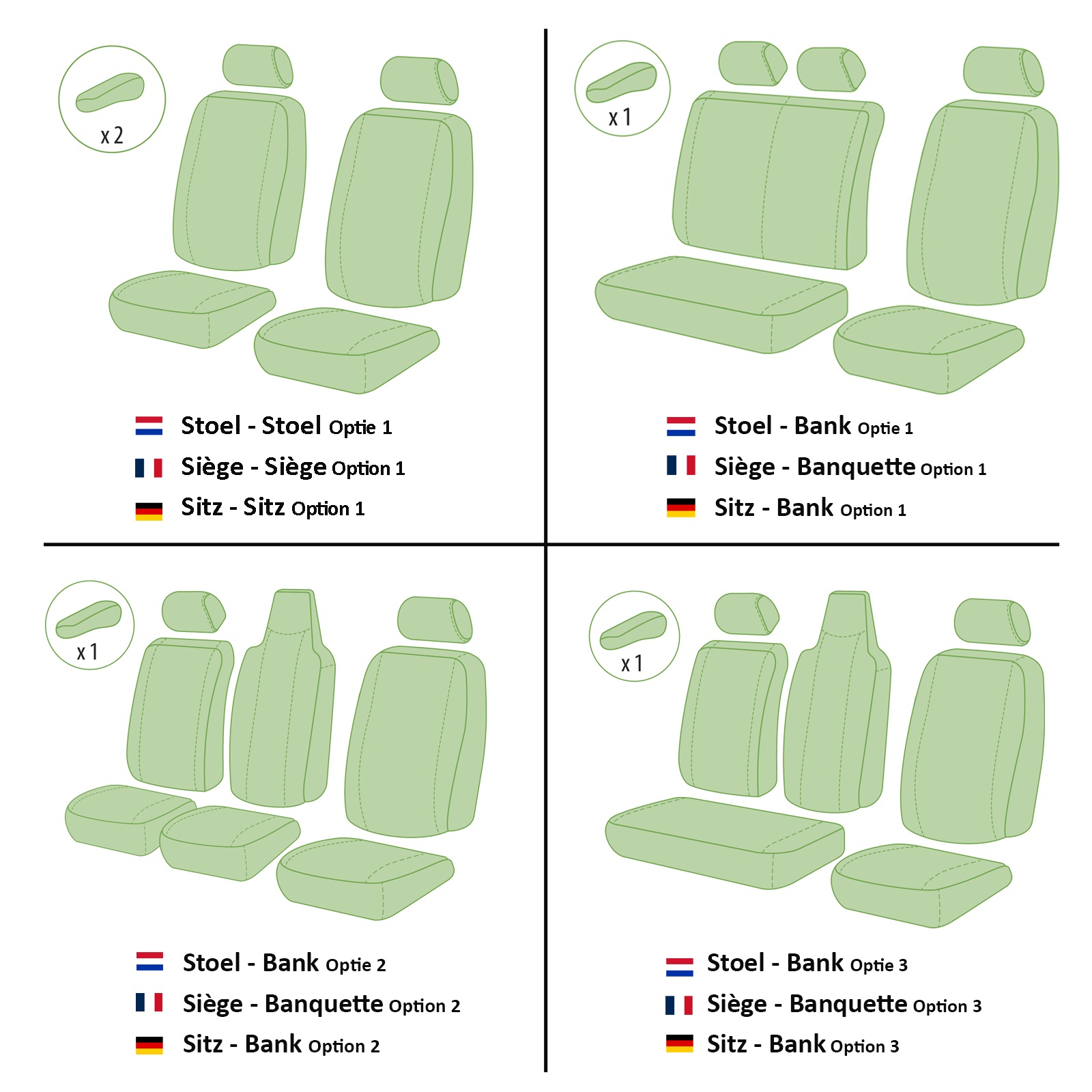 Housses de sièges pour Renault Trafic, Opel Vivaro, Nissan Primastar